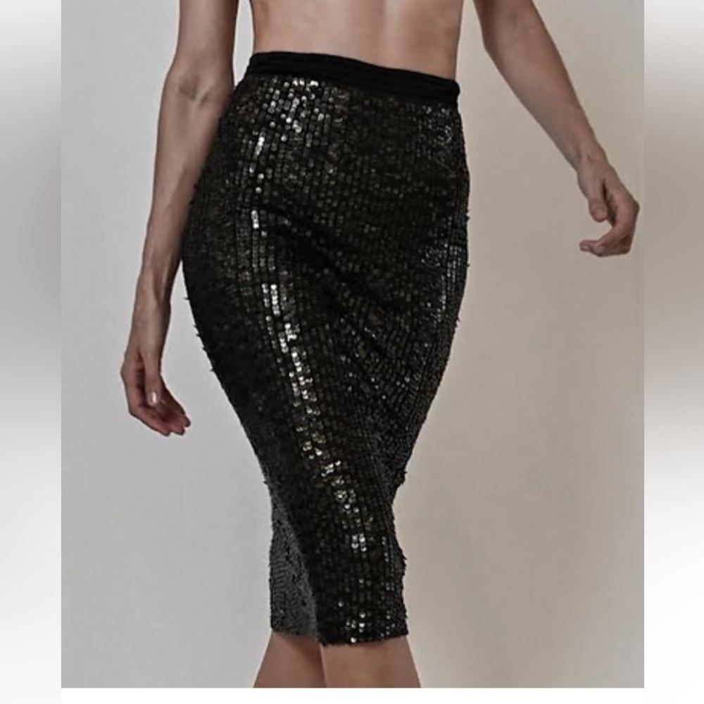 Black Sequin Fitted Skirt